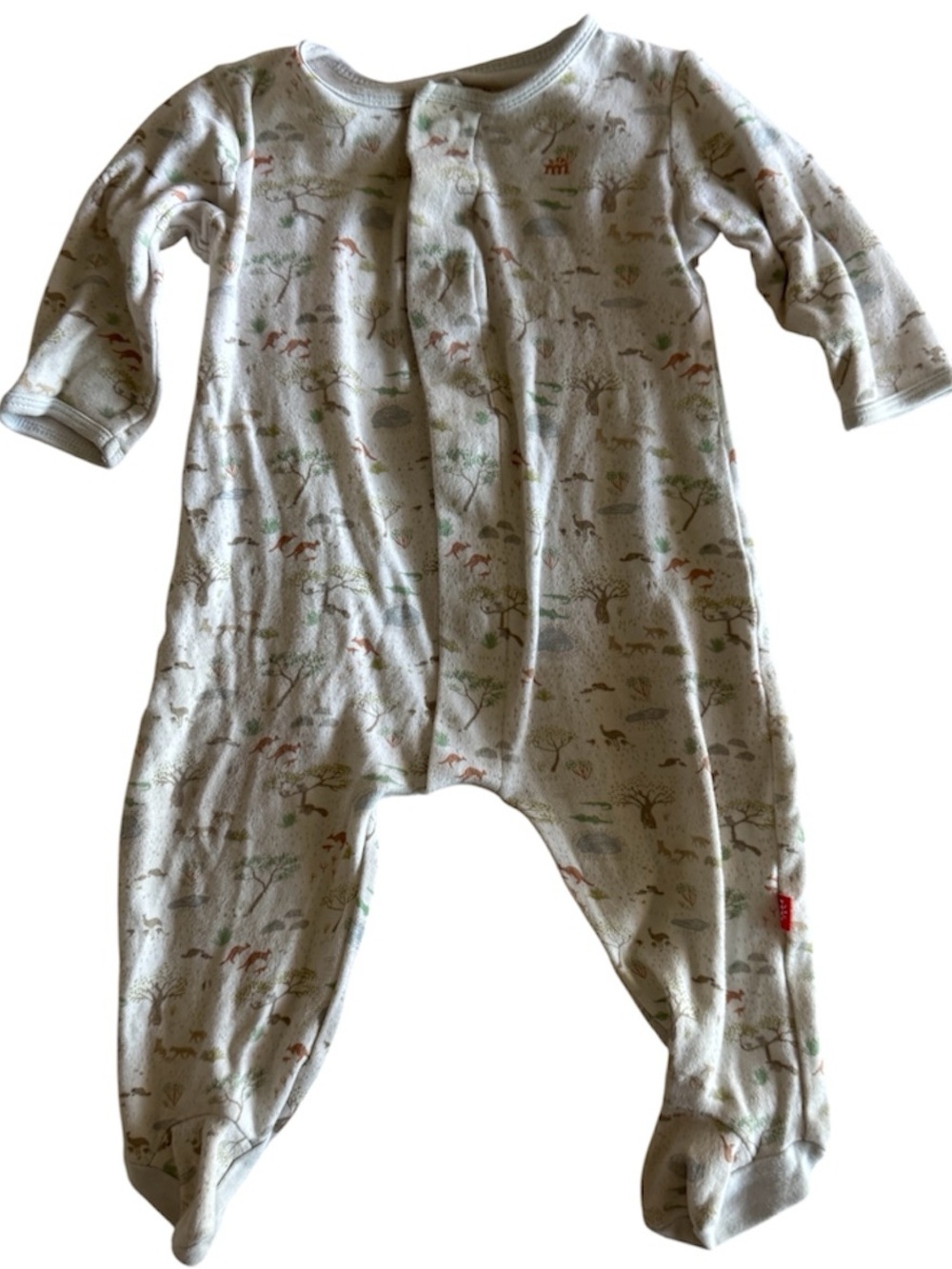 Magnetic Me Organic Cotton Footie Sleeper Safari Animal Print 6-9M